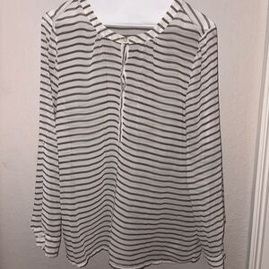 Ann Taylor Striped Blouse - Black and White